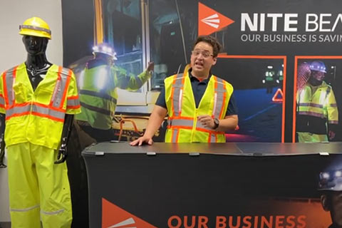 Demonstrating the LED Hard Hat Band and Class 2 and 3 Safety Vests