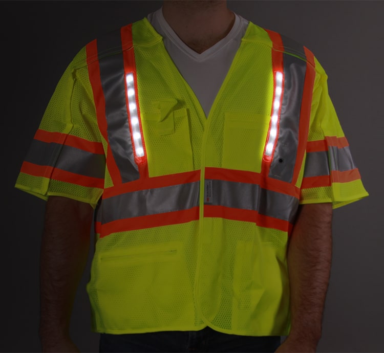 Flashing Solar LED Safety Vest in ANSI 2 /& 3 Lite Safety Vest